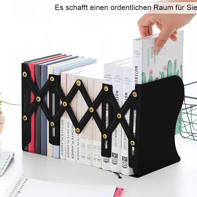 DARUITE Buchstütze, Verstellbar Buchstützen Metall, Schwarz