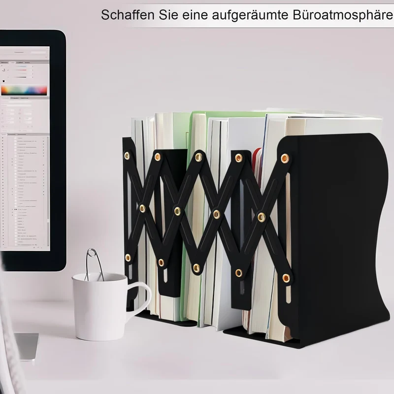 DARUITE Buchstütze, Verstellbar Buchstützen Metall, Schwarz