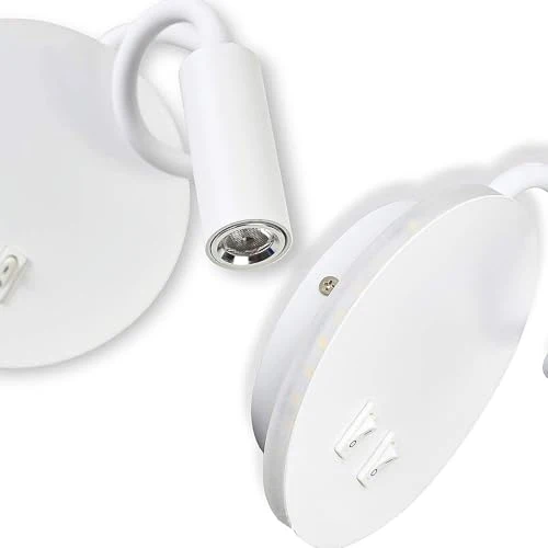 Leselampe Wandmontage, Schwanenhals Lampe Weiss, 360° Schwenkbar Schwanenhals mit Stecker, Dimmbar Bettleuchte Mit USB-Ladeanschluss, LED Wandlampe Leselicht für Schlafzimmer Hotels Nachttischlampe