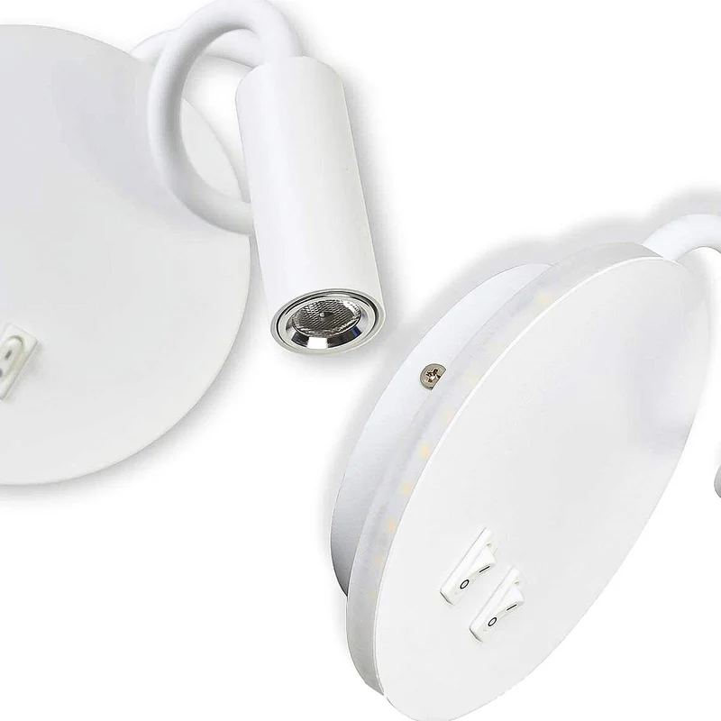 Leselampe Wandmontage, Schwanenhals Lampe Weiss, 360° Schwenkbar Schwanenhals mit Stecker, Dimmbar Bettleuchte Mit USB-Ladeanschluss, LED Wandlampe Leselicht für Schlafzimmer Hotels Nachttischlampe