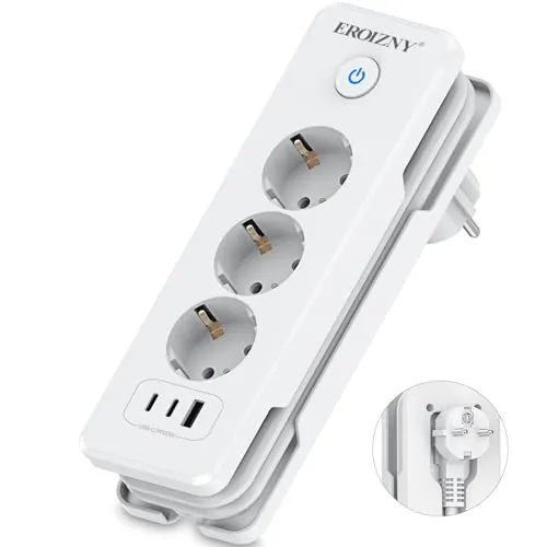 Steckdosenleiste 2 USB C(PD 20W) und 1 USB A, 3 Fach Mehrfachsteckdose