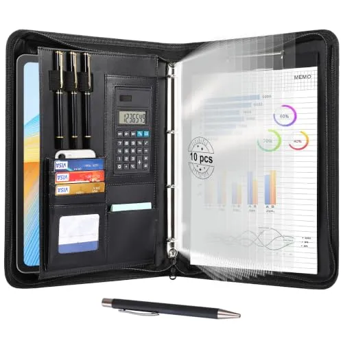 Cottoncode Schreibmappe A4 Leder mit Reißverschluss Dokumentenorganisation
