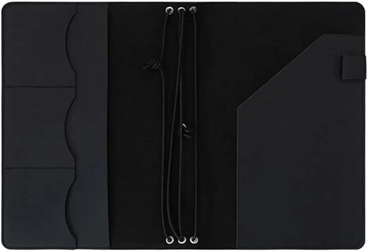 PU Notizbuchhülle mit Stiftschlitzen innen, Black