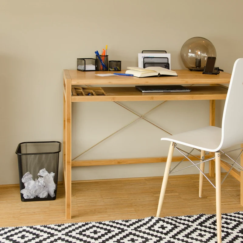 Relaxdays Schreibtisch Organizer 6er Set, Ablage Visitenkarten, Zettelbox, Briefablage, Stifteköcher, Mülleimer, silber