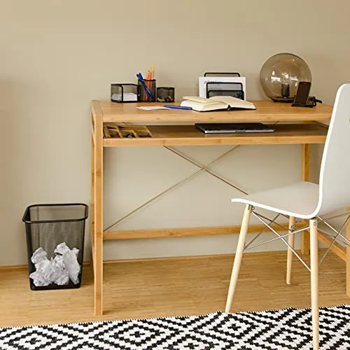 Relaxdays Schreibtisch Organizer 6er Set, Ablage Visitenkarten, Zettelbox, Briefablage, Stifteköcher, Mülleimer, silber