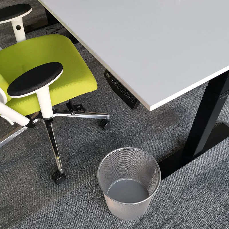 D.RECT KOMO Papierkorb, 12L Metall Abfalleimer Büro | Runder Mülleimer für Arbeitszimmer, Küche | Stabile Ausführung, 266x218x280 mm, Silber