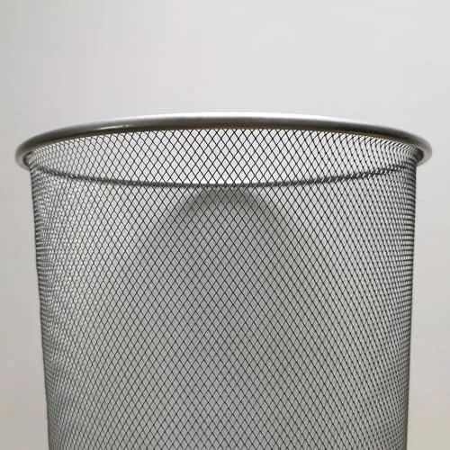 D.RECT KOMO Papierkorb, 12L Metall Abfalleimer Büro | Runder Mülleimer für Arbeitszimmer, Küche | Stabile Ausführung, 266x218x280 mm, Silber