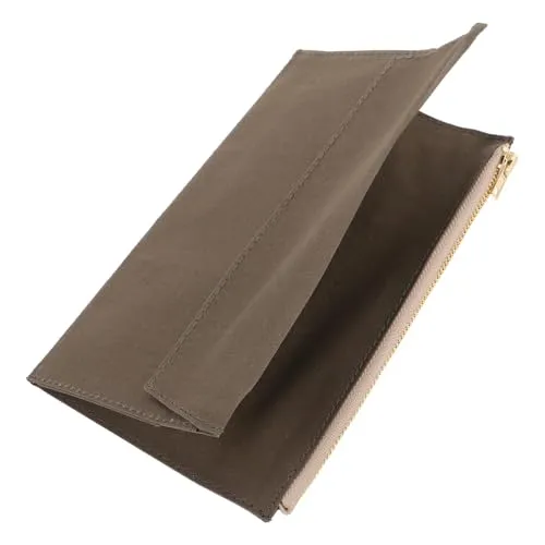 Notizbuchhülle mit Reißverschluss, Canvas Aufbewahrungstasche für Notizbücher im Taschenformat, organisiert mit mehreren Fächern, für Journaling, olivgrün