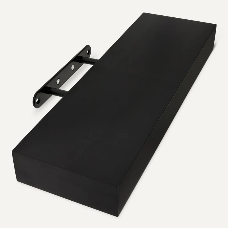 Amazon Basics schwebendes Wandregal aus Holz, 40,1 x 12,7 x 4,6 cm, Schwarz, Packung mit 3 Stück, Schwarz