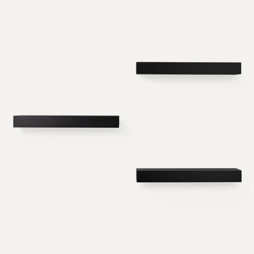 Amazon Basics schwebendes Wandregal aus Holz, 40,1 x 12,7 x 4,6 cm, Schwarz, Packung mit 3 Stück, Schwarz