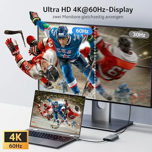 Acer USB C auf Dual HDMI Adapter 4K@60Hz, 4-in-1 Hub mit 100W PD, USB 3.0