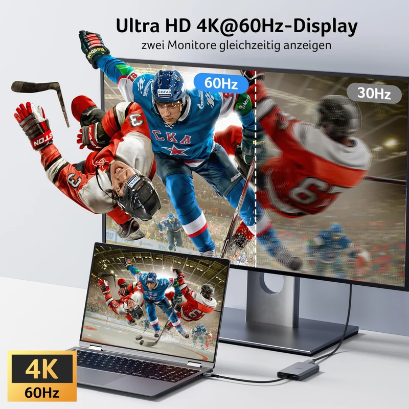 Acer USB C auf Dual HDMI Adapter 4K@60Hz, 4-in-1 Hub mit 100W PD, USB 3.0