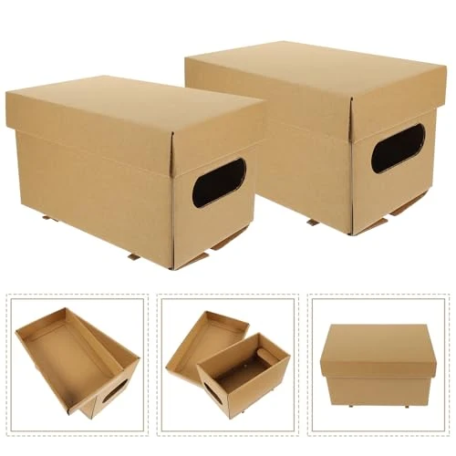 ifundom Papier Aufbewahrungsbox Großes Fassungsvermögen mit Deckel 2 Stück-pack Robust und Leicht Zerbrechlich Stilvolles Schlichtes Design für Büro und Schule