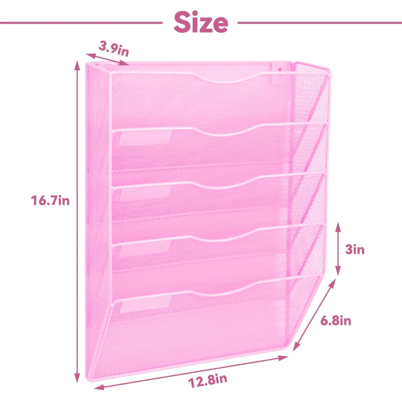 Hängender Wandordnerhalter, A4-Netzgewebe in Tablett, Hängeregistraturhalter, Zeitschriftenhalter, Zeitschriftenhalter, Zeitschriftenaufbewahrung, Briefablage, Schreibtisch-Akten-Organizer