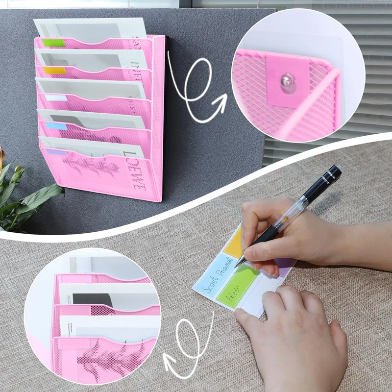 Hängender Wandordnerhalter, A4-Netzgewebe in Tablett, Hängeregistraturhalter, Zeitschriftenhalter, Zeitschriftenhalter, Zeitschriftenaufbewahrung, Briefablage, Schreibtisch-Akten-Organizer