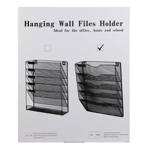 Hängender Wandordnerhalter, A4-Netzgewebe in Tablett, Hängeregistraturhalter, Zeitschriftenhalter, Zeitschriftenhalter, Zeitschriftenaufbewahrung, Briefablage, Schreibtisch-Akten-Organizer