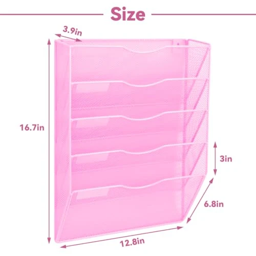 Hängender Wandordnerhalter, A4-Netzgewebe in Tablett, Hängeregistraturhalter, Zeitschriftenhalter, Zeitschriftenhalter, Zeitschriftenaufbewahrung, Briefablage, Schreibtisch-Akten-Organizer