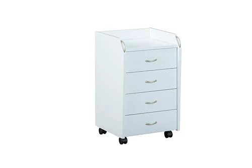 Inter Link – Rollcontainer mit Schubladen -Bürocontainer Standcontainer - Rollschrank Schubladenkommode Büroschrank 4 Weiß - Pronti