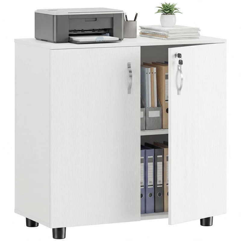 Vinsetto Schließbarer Büroschrank, 2 Türen, 80x40x80 cm, Weiß