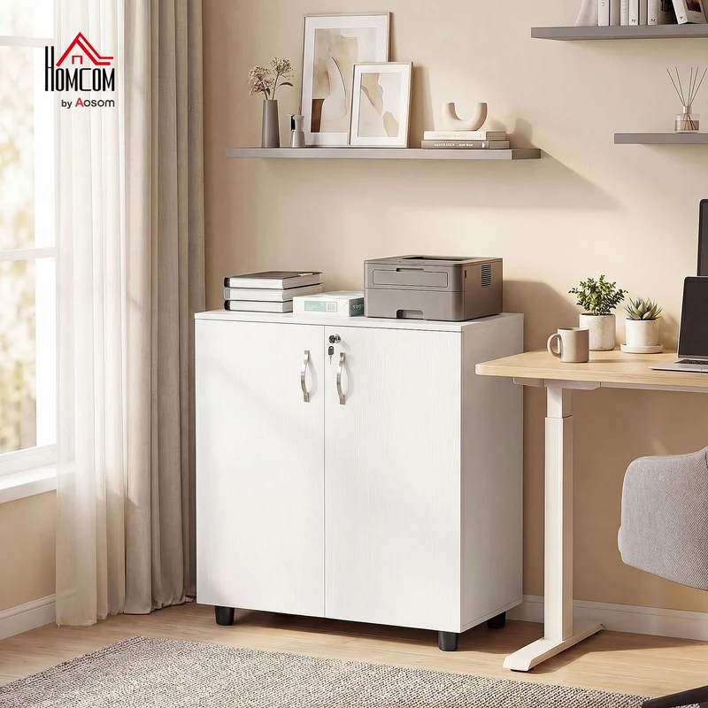 Vinsetto Schließbarer Büroschrank, 2 Türen, 80x40x80 cm, Weiß