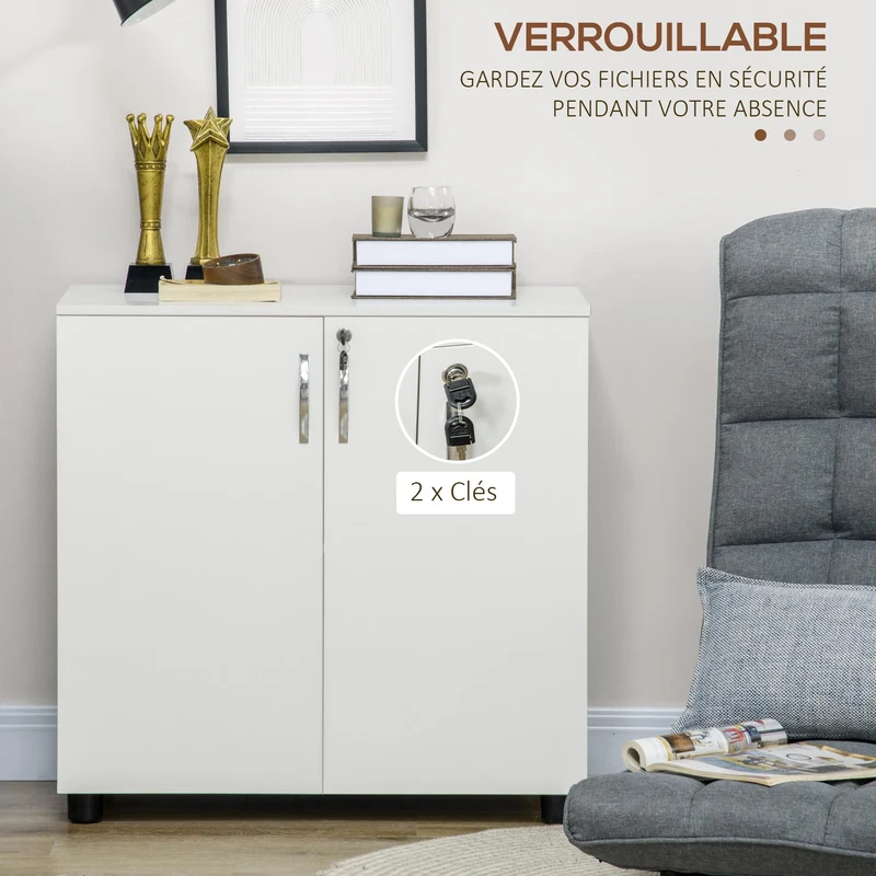 Vinsetto Schließbarer Büroschrank, 2 Türen, 80x40x80 cm, Weiß