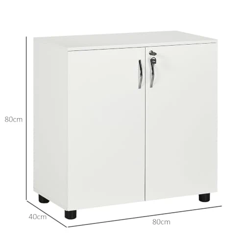 Vinsetto Schließbarer Büroschrank, 2 Türen, 80x40x80 cm, Weiß