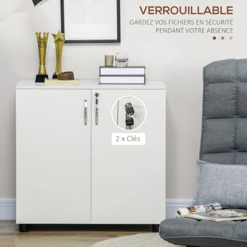 Vinsetto Schließbarer Büroschrank, 2 Türen, 80x40x80 cm, Weiß