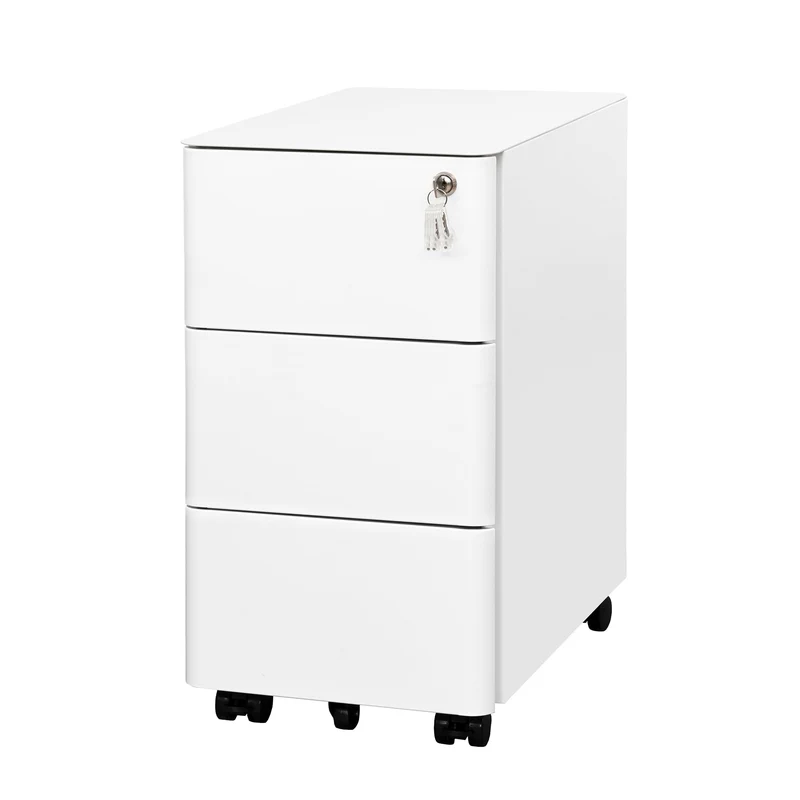 Rollcontainer, Aktenschrank, Schubladenschrank, Büroschrank aus Metall, Vormontiert, Abschließbarer, 4 Schlüsseln,Büro, Homeoffice