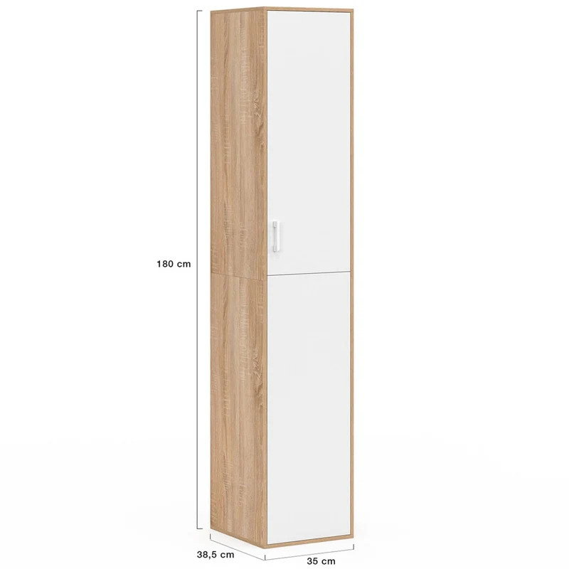 IDMarket - Büroschrank 180 cm multifunktional Sylvia weiß und Holz 1 Tür 3 Regale