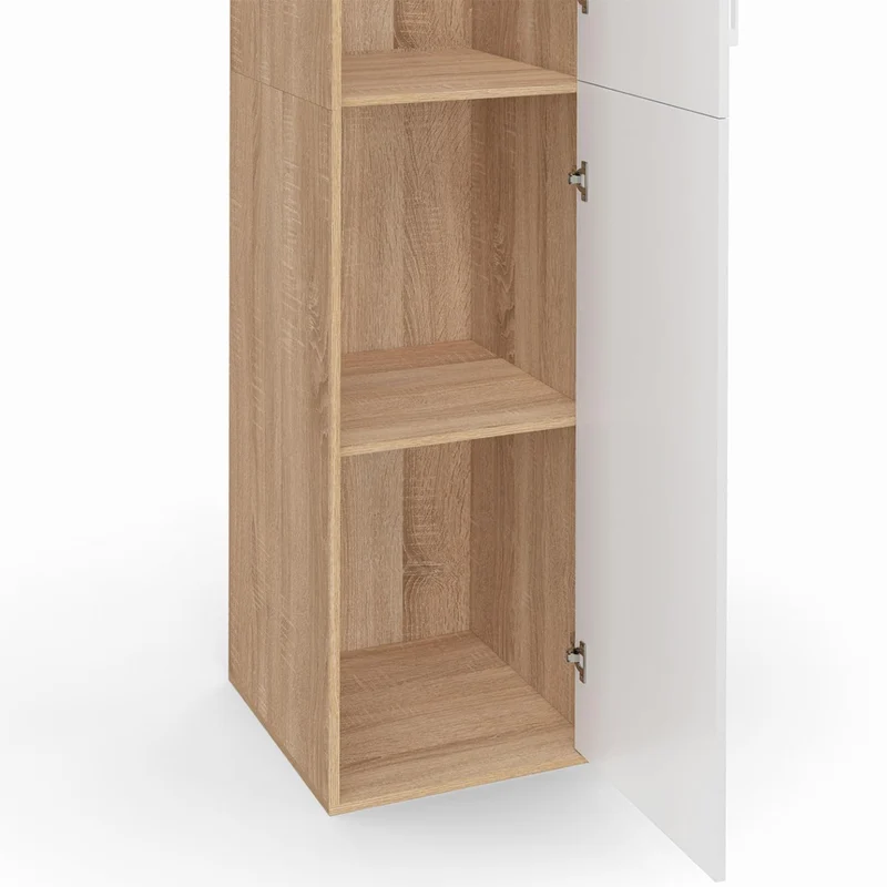 IDMarket - Büroschrank 180 cm multifunktional Sylvia weiß und Holz 1 Tür 3 Regale