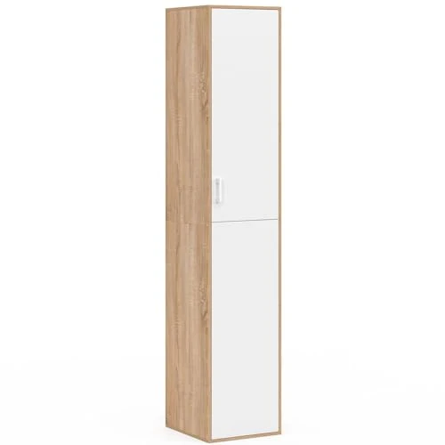 IDMarket - Büroschrank 180 cm multifunktional Sylvia weiß und Holz 1 Tür 3 Regale