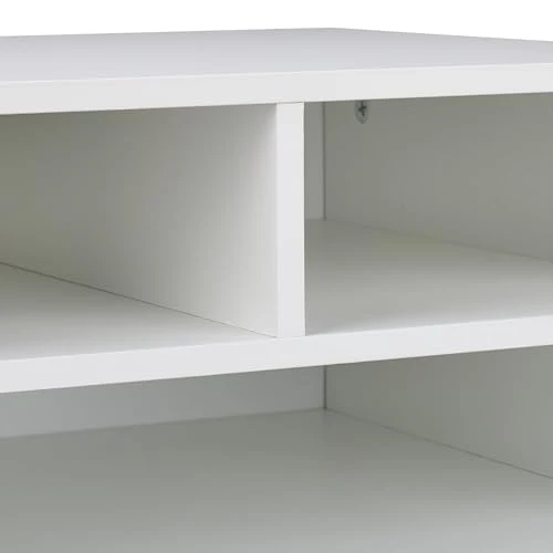 Relaxdays Druckerständer Schreibtisch, 3 Fächer, Regal für Drucker, Druckerhalter, H x B x T: 22,5 x 47 x 40 cm, weiß