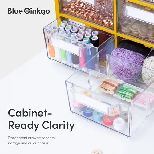 BLUE GINKGO Großer Aufbewahrungsschrank mit 12 Schubladen – stapelbare Perlen- und Bastelaufbewahrung, Hardware-Kleinteile-Organizer, Lehrer-Werkzeugkasten (hergestellt in Korea) – Grau