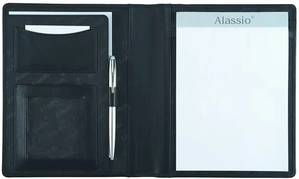 ALASSIO 43004 Schreibmappe BORMIO, DIN A5 Format, 23 x 18 x 2 cm, Schwarz