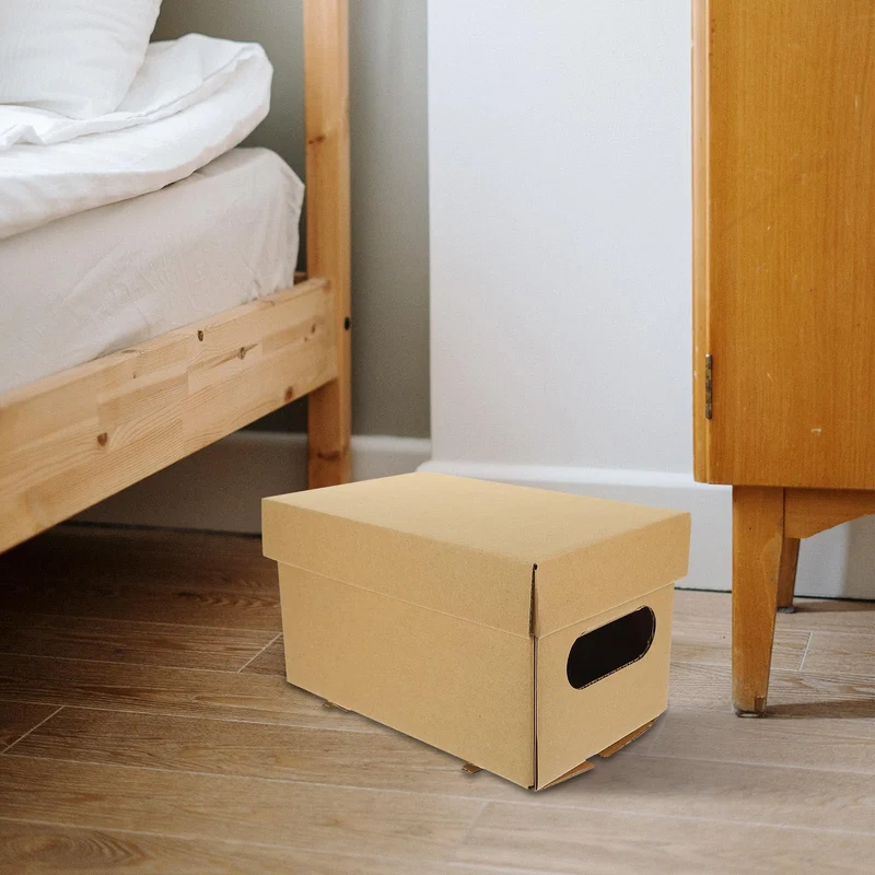 Abaodam 2 Stück Aufbewahrungsboxen aus Papier mit Deckel Großer Kapazität Tragbar und Fein Verarbeitet zur Aufbewahrung und Kleinteilen im Büro oder Zuhause