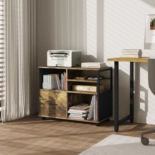 WOLTU Aktenschrank, Rollcontainer mit Schublade und offenen Fächern