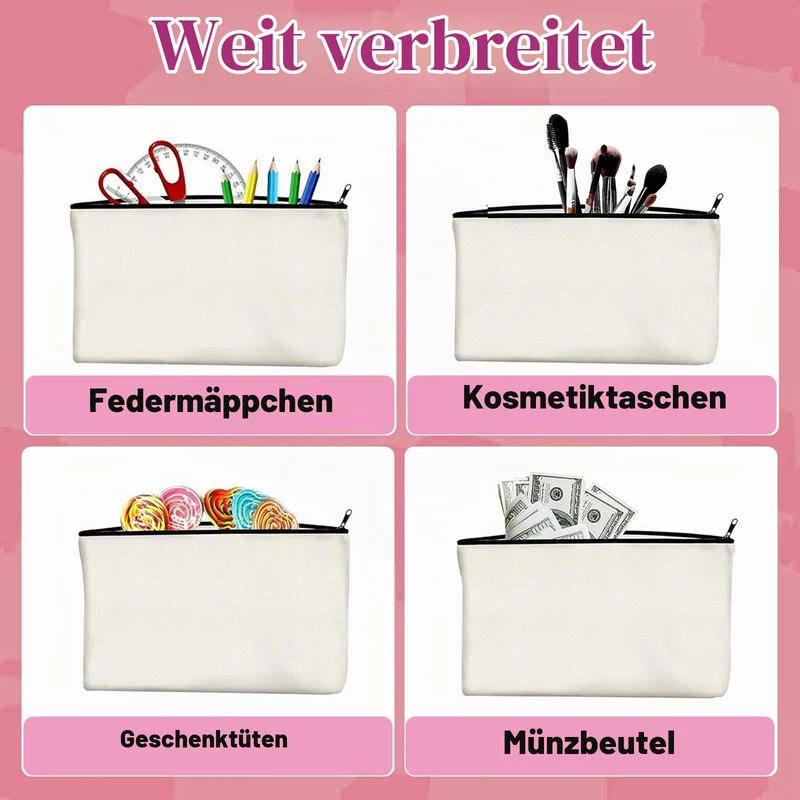 20er Canvas Stoffmäppchen zum Bemalen 21x12cm Blanko Baumwolle Stoffbeutel