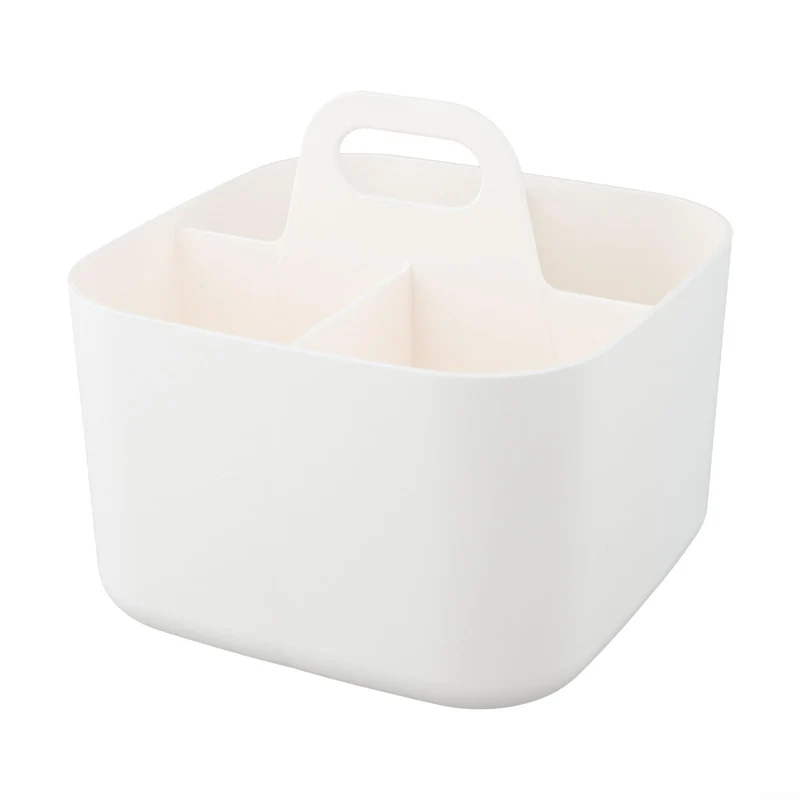Stapelbarer Kunststoffkorb mit Griff für Zuhause, Büro, Aufbewahrung, Organisation, Zubehör, Handwerk, Kosmetik, ordentlich (weiß)