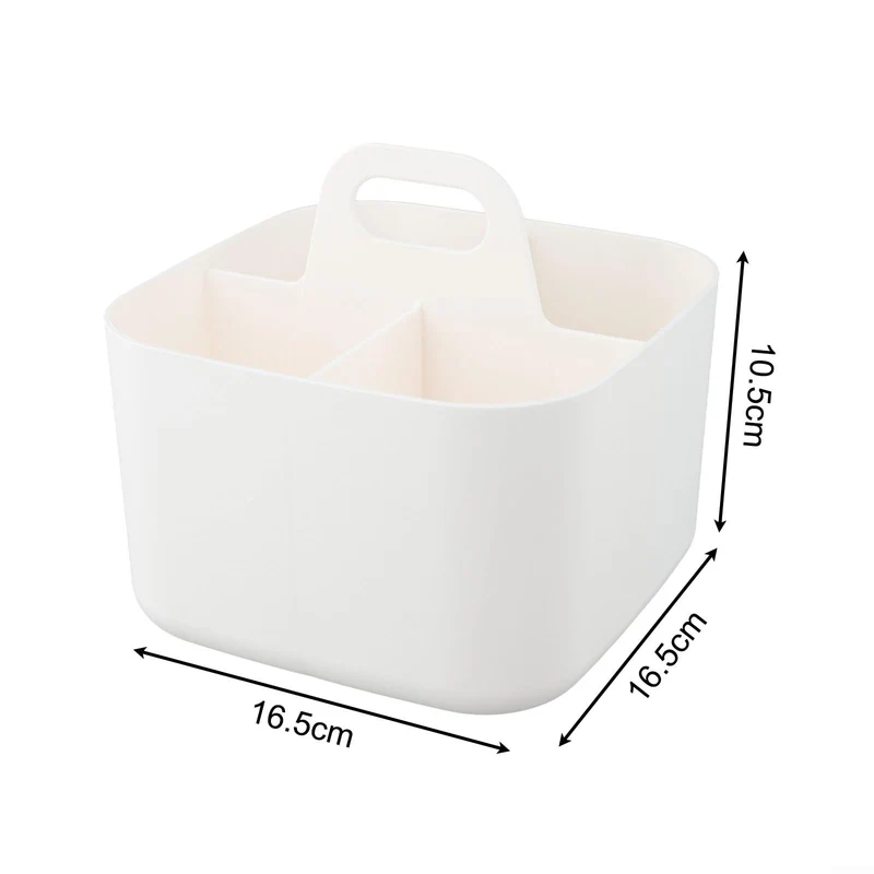 Stapelbarer Kunststoffkorb mit Griff für Zuhause, Büro, Aufbewahrung, Organisation, Zubehör, Handwerk, Kosmetik, ordentlich (weiß)