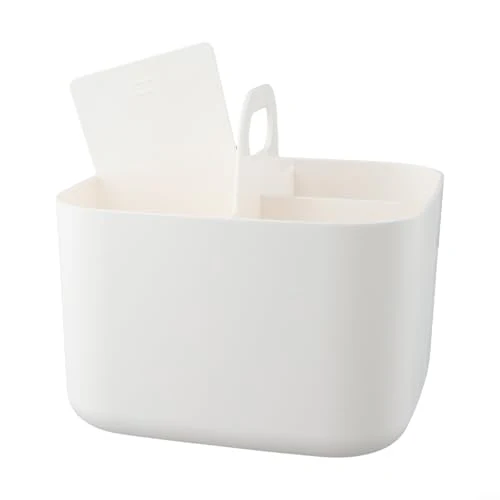 Stapelbarer Kunststoffkorb mit Griff für Zuhause, Büro, Aufbewahrung, Organisation, Zubehör, Handwerk, Kosmetik, ordentlich (weiß)