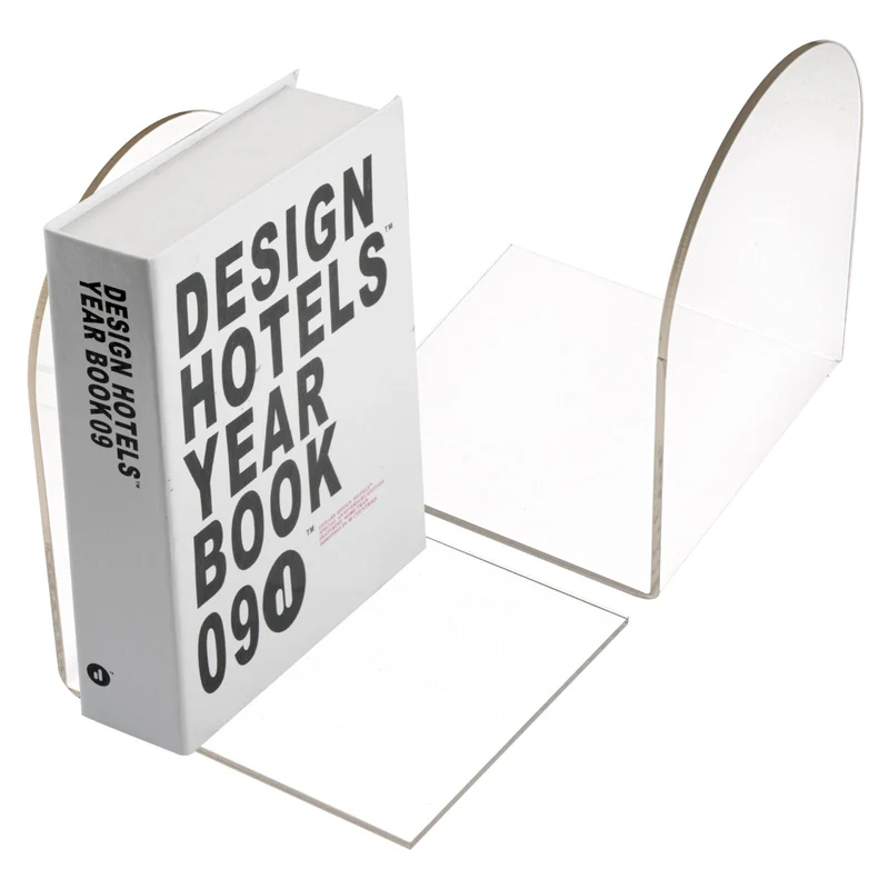 2Pcs Buchstütze Acryl, 100x100x130mm Buchstützen, Transparent Bücherhalter
