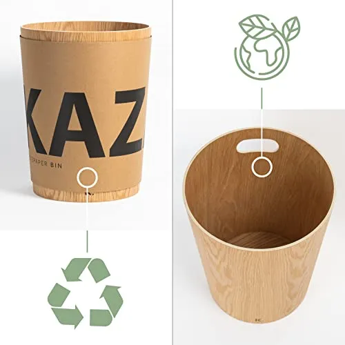 Kazai. Echtholz Papierkorb Börje | Moderner Holz Mülleimer für Büro, Kinderzimmer, Schlafzimmer u.m. | Eiche