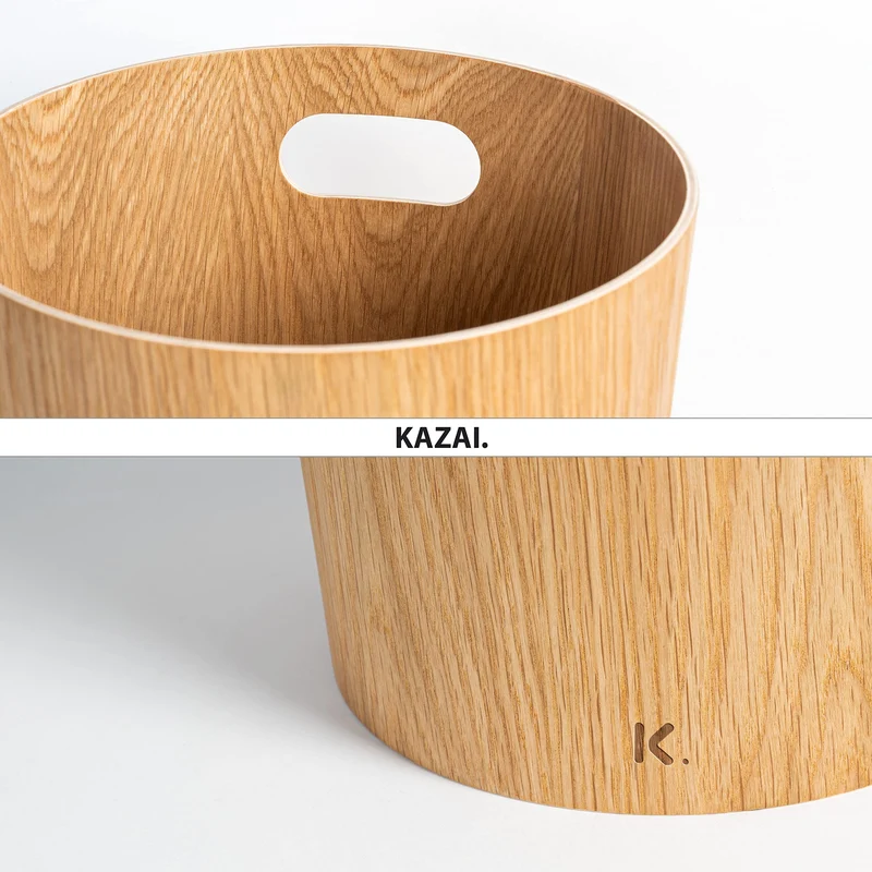 Kazai. Echtholz Papierkorb Börje | Moderner Holz Mülleimer für Büro, Kinderzimmer, Schlafzimmer u.m. | Eiche