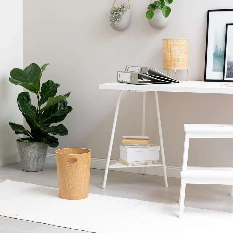 Kazai. Echtholz Papierkorb Börje | Moderner Holz Mülleimer für Büro, Kinderzimmer, Schlafzimmer u.m. | Eiche