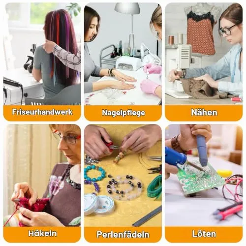 MXTIMWAN 5X Lupe mit Licht, 3 Modi & 10 Dimmstufen, Klemmleuchte für Büro Heimgebrauch, Schwanenhals Klemmlampe, für Lesen, Reisen, Schlafzimmer, Büro