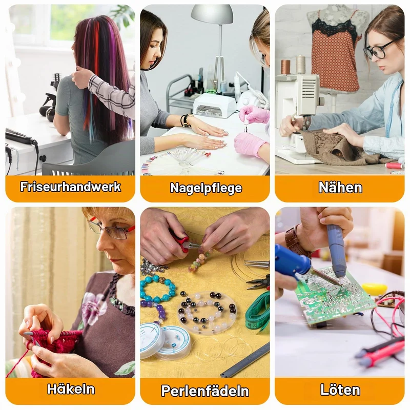 MXTIMWAN 5X Lupe mit Licht, 3 Modi & 10 Dimmstufen, Klemmleuchte für Büro Heimgebrauch, Schwanenhals Klemmlampe, für Lesen, Reisen, Schlafzimmer, Büro