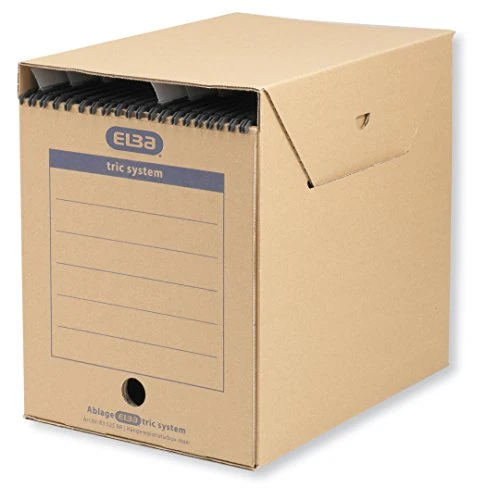 Elba tric system Hängeregistraturbox maxi, 6 Stück, Archivbox aus recyceltem Wellkarton, für Hängeregistraturen & Dokumente DIN A4 – naturbraun –