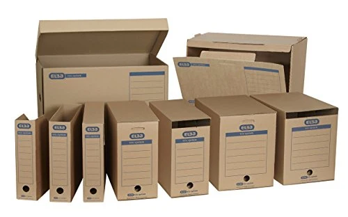 Elba tric system Hängeregistraturbox maxi, 6 Stück, Archivbox aus recyceltem Wellkarton, für Hängeregistraturen & Dokumente DIN A4 – naturbraun –