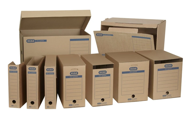 Elba tric system Hängeregistraturbox maxi, 6 Stück, Archivbox aus recyceltem Wellkarton, für Hängeregistraturen & Dokumente DIN A4 – naturbraun –