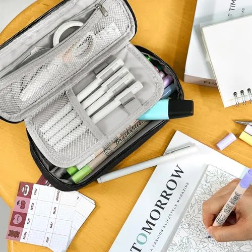 wonsar Federmäppchen Mäppchen Federtasche Etui 4 Fach Federmäppchen Mädchen Jungen Teenager Schlamppermäppchen für Schule & Büro